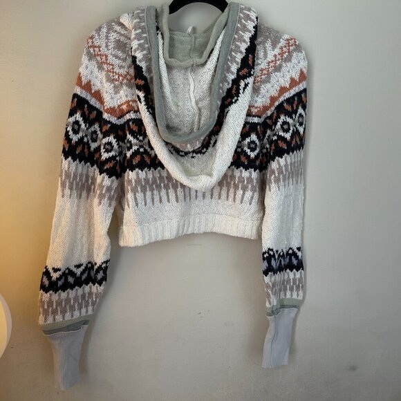 Free People Inverness Cropped Knit Hoodie Sz XS - Picture 4 of 7